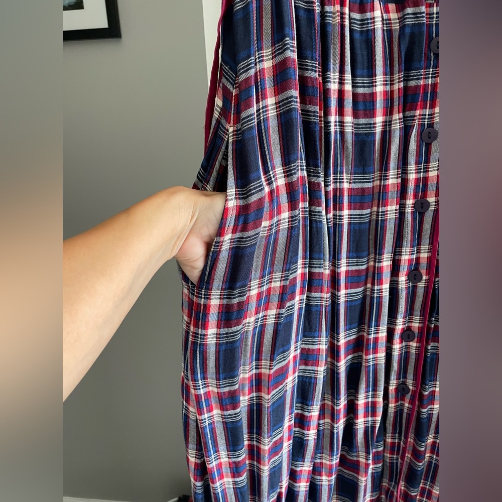 April Cornell Darling Plaid Sleeveless Dress with Belt and Buttons - Picture 8 of 9
